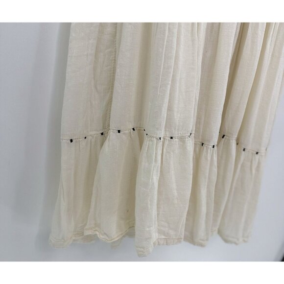 Old Navy Women’s Ivory Tiered Embroidered Midi Swing Dress M Boho, Flaw - Picture 11 of 14